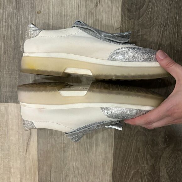 Geox Respira Oxfords Shoes Mens 40 7 White/Silver Tassel Fringe Platform Leather - Picture 4 of 8